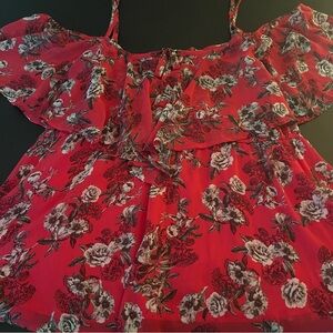 Torrid Red Floral Off-Shoulder Blouse with adjustable straps